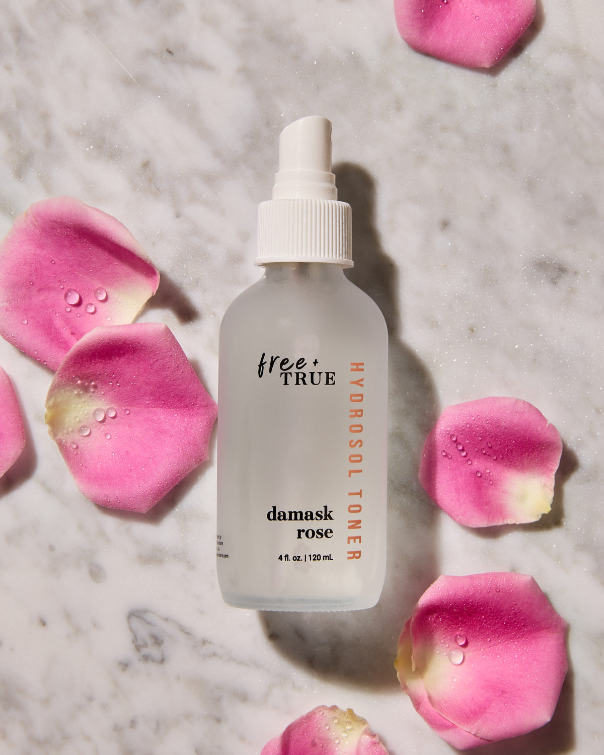 Damask Rose hydrosol toner with rose petals