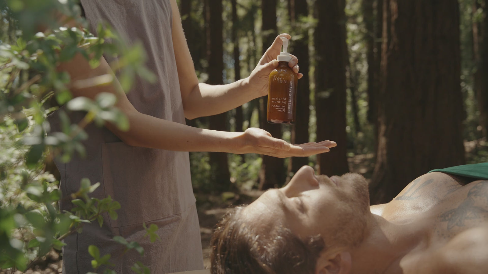 Marigold Morning Creamy Gel Cleanser dispensed from a professional bottle.